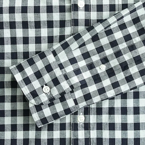 JCREW Organic Cotton Secret Wash Button Down Shirt in Navy Gingham - Picture 3 of 7